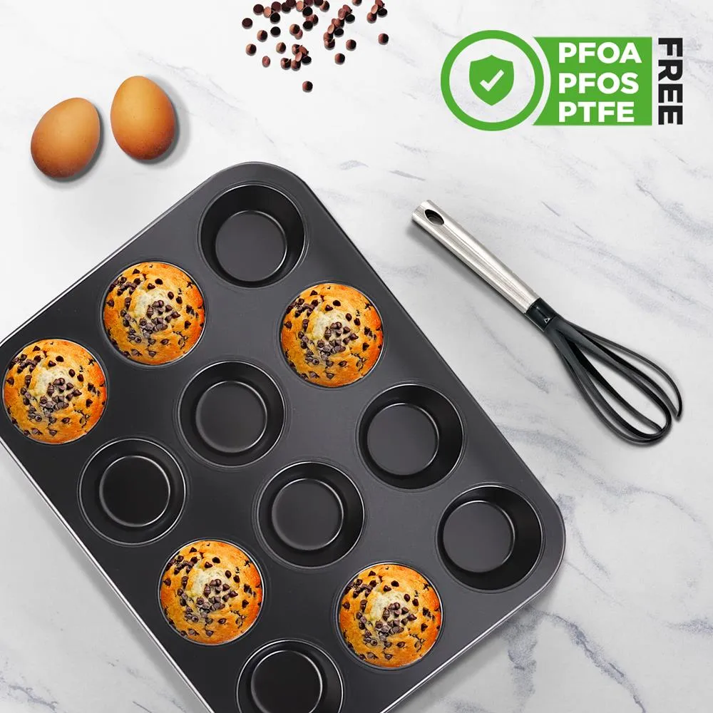 Nutrichef moule à muffins 12 tasses antiadhésif gris