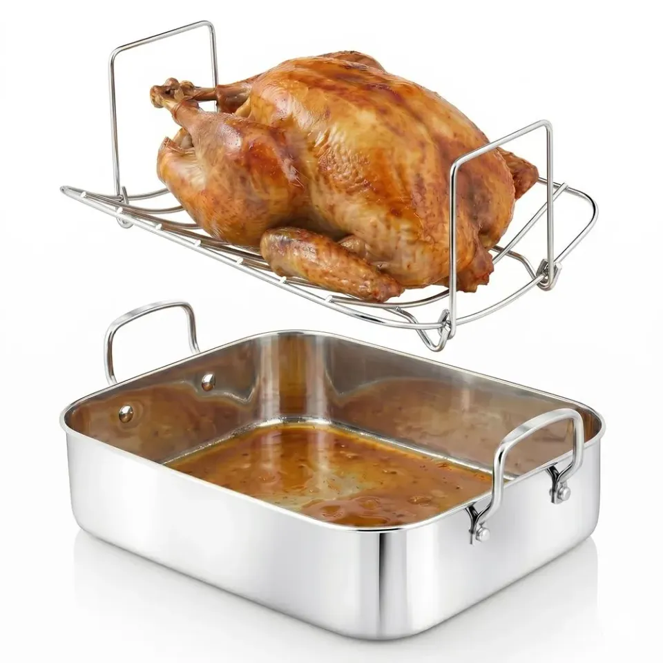 Nutrichef plat à rôtir inox 14 pouces avec grille