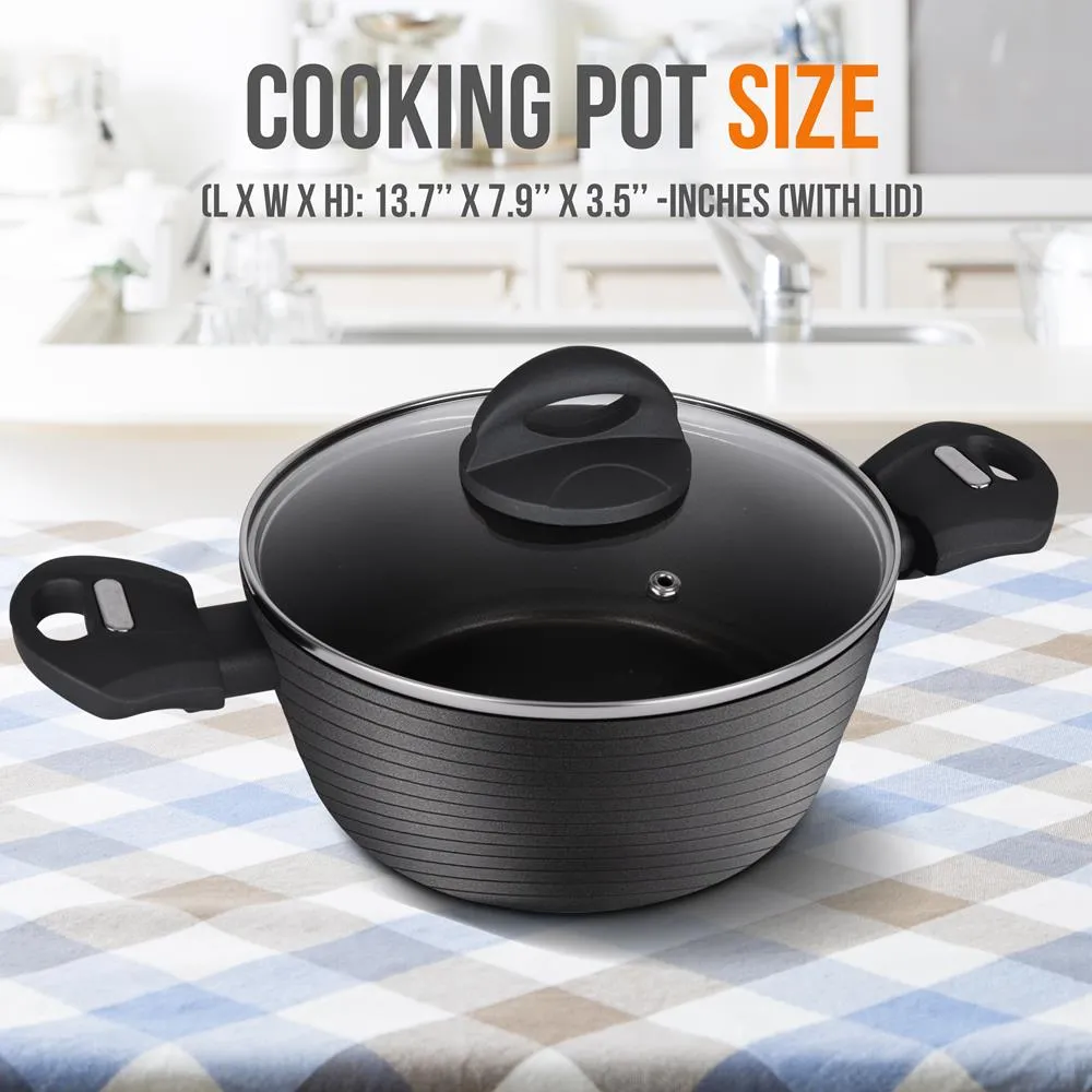 Nutrichef faitout 2 QT couvercle verre induction