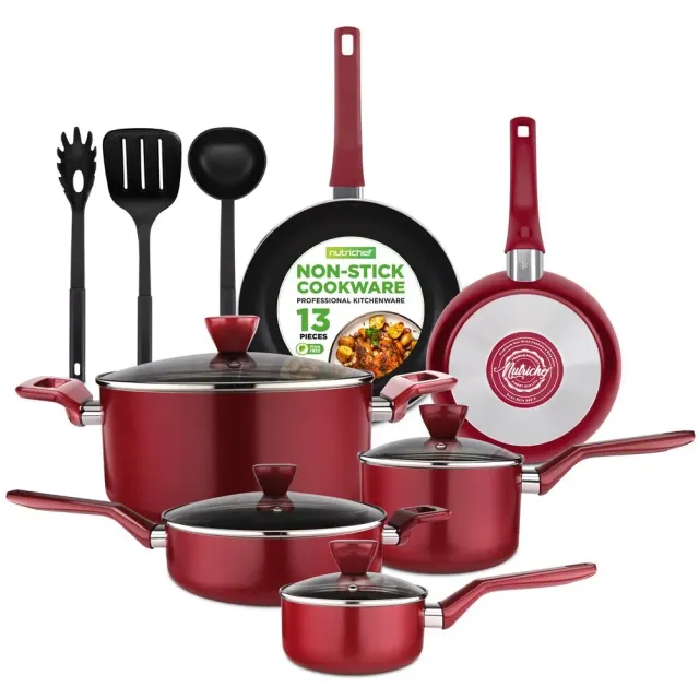Nutrichef batterie cuisine 13 pièces bleue antiadhésive
