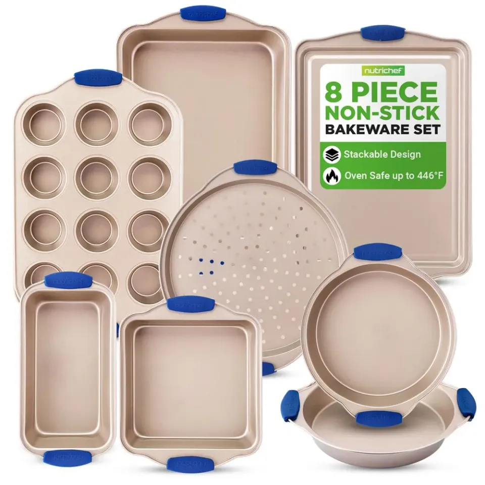Nutrichef Set Moules Pâtisserie 8 Pièces Acier Antiadhésif