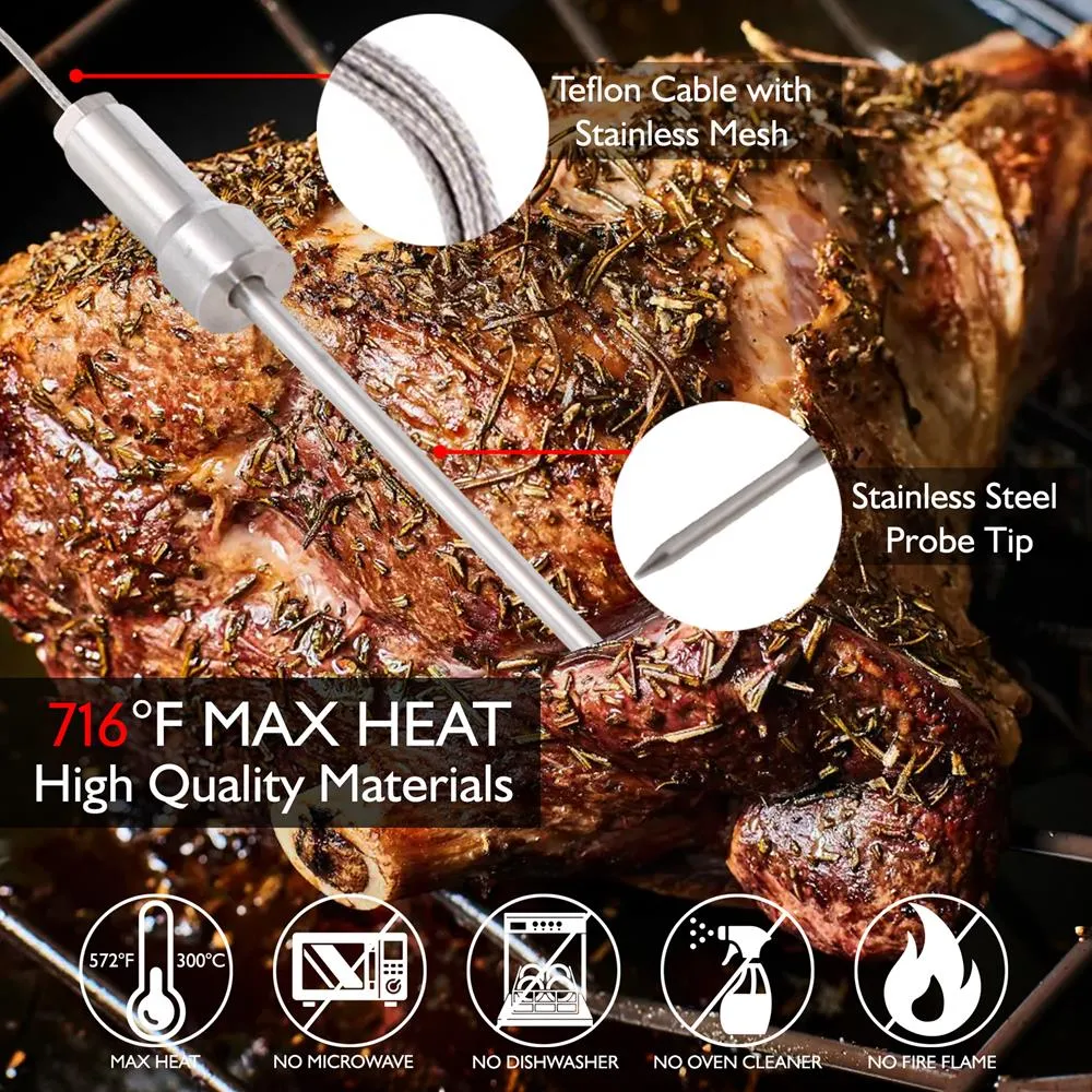 Nutrichef PWIRBBQ60 Thermomètre BBQ Bluetooth 2 Sondes