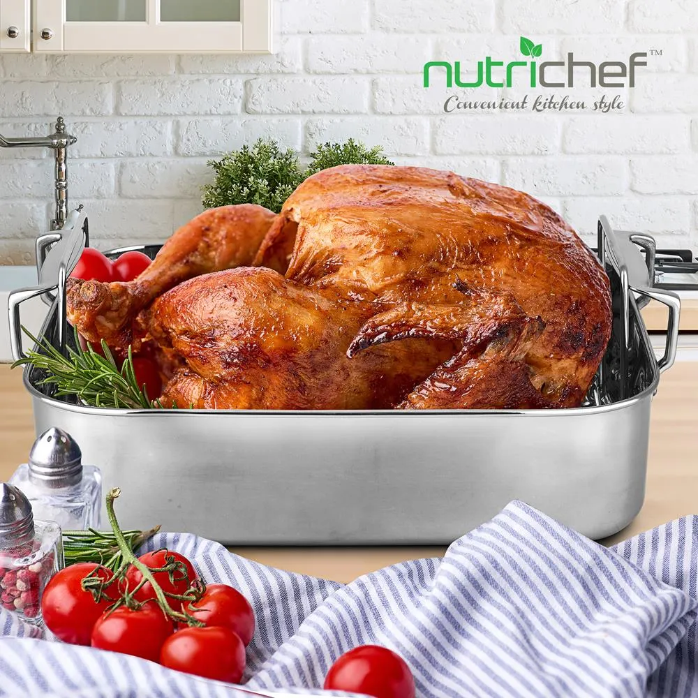 Nutrichef plat à rôtir inox 14 pouces avec grille