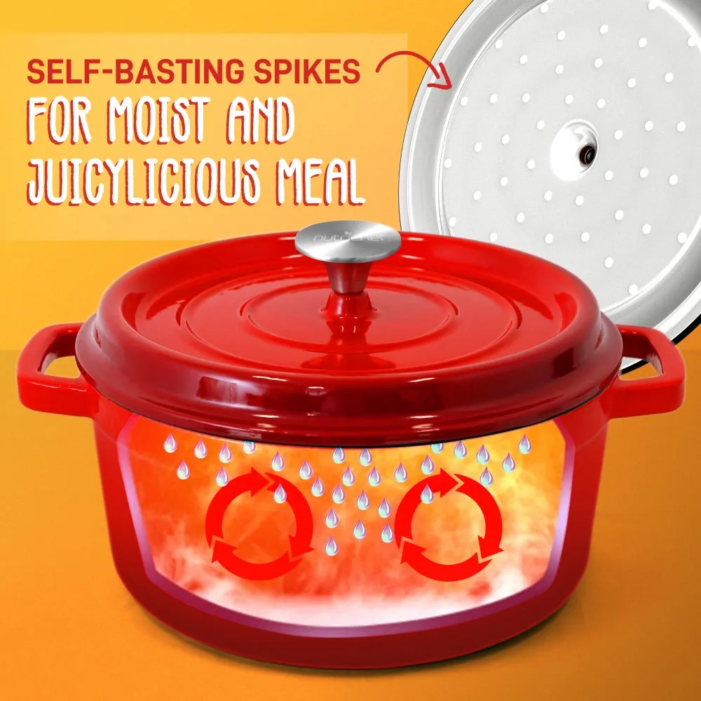 Nutrichef cocotte fonte 5 L rouge émail porcelaine