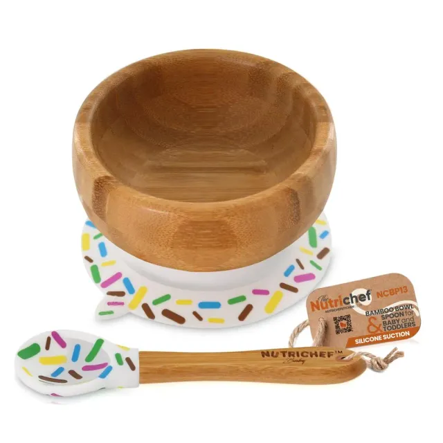 Nutrichef bol bébé bambou ventouse + cuillère silicone