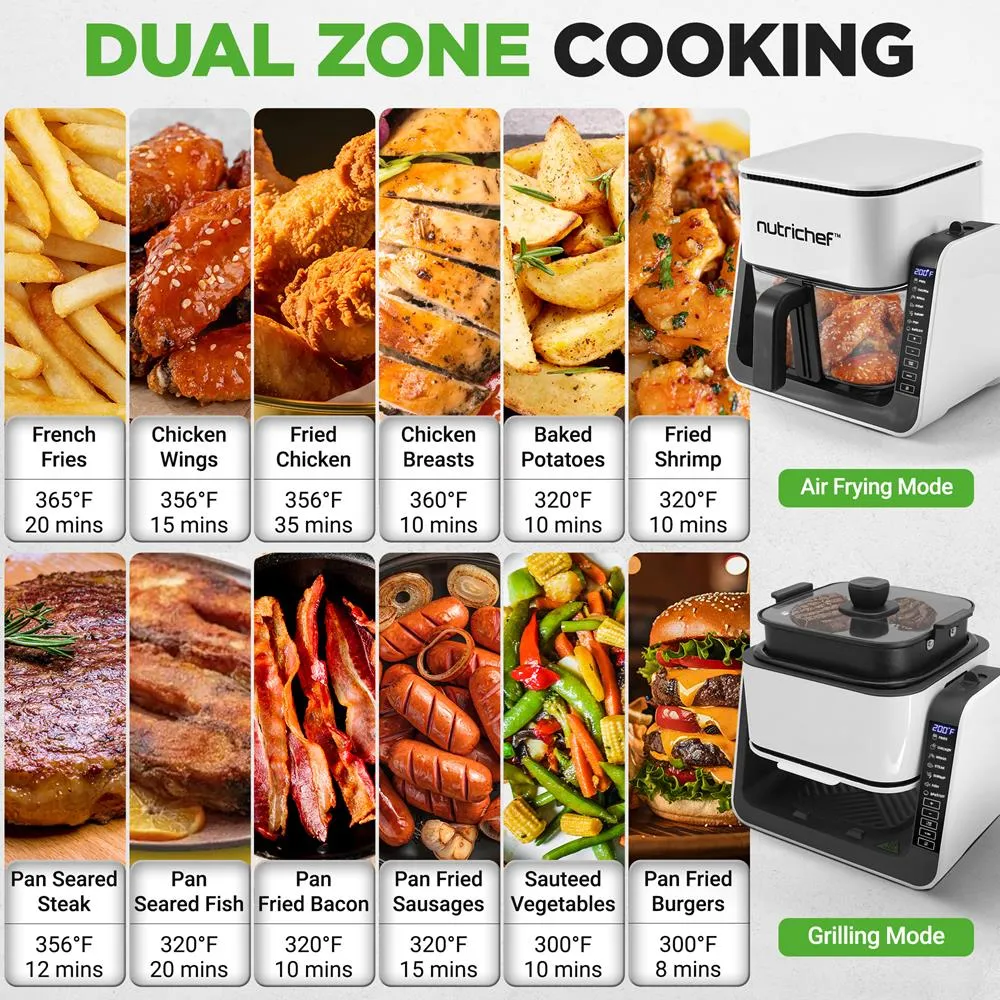 Nutrichef friteuse air fryer grill verre blanc 4 L 1500 W