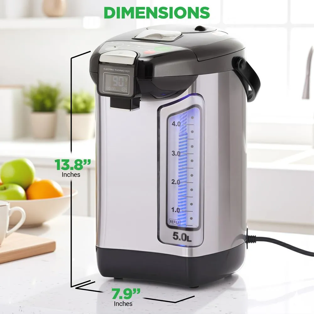 Nutrichef Distributeur Eau Chaude 5L Inox 750W Température