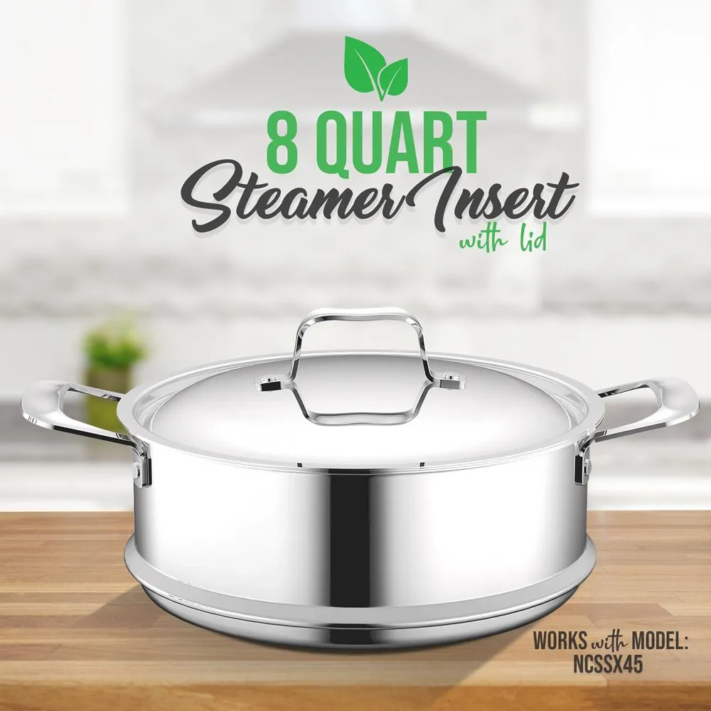 Nutrichef NCSSX45 panier vapeur inox avec couvercle 8 Qt
