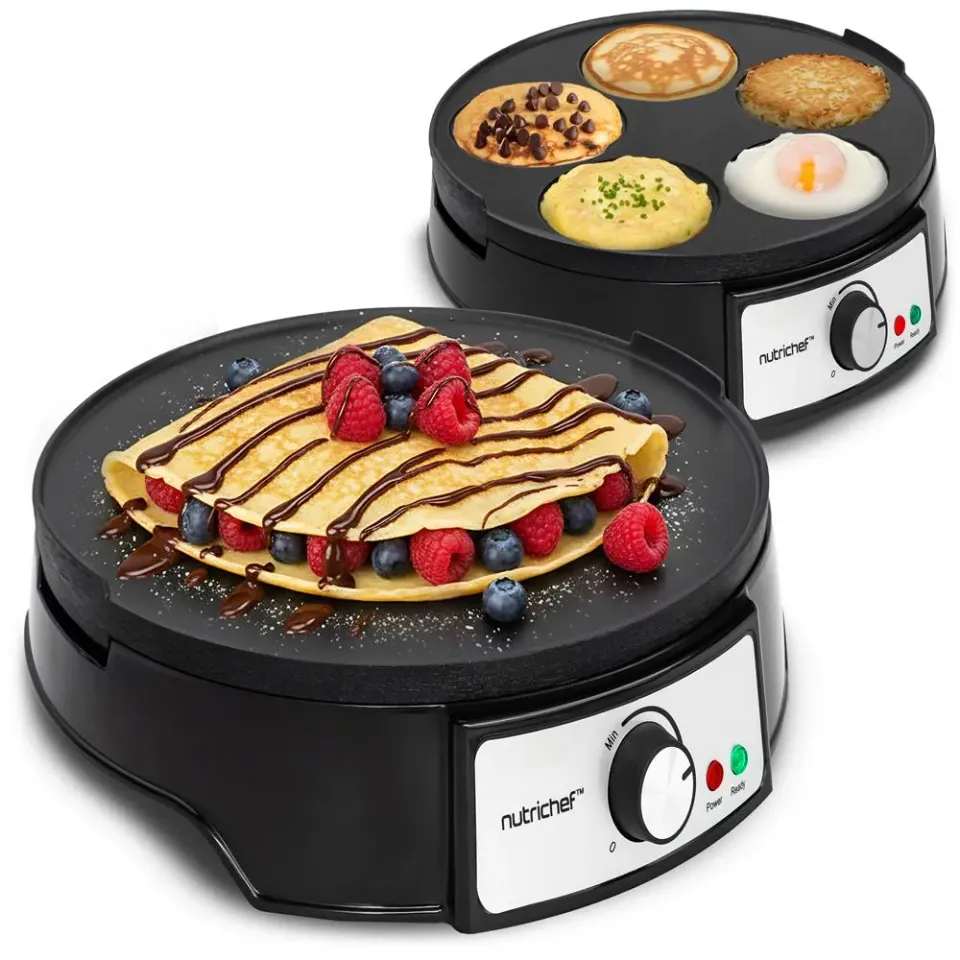 Nutrichef Crêpière Électrique 30 cm Plaque Alu 1000 W Réversible