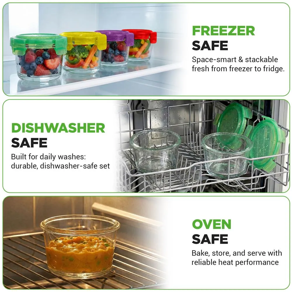 Nutrichef boîtes verre rondes 12x132 ml hermétiques