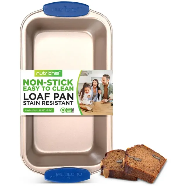 Nutrichef moule à cake doré poignées silicone 29 cm