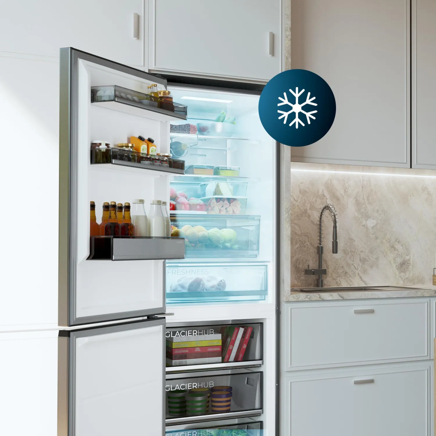 Cecotec Bolero CoolMarket Combi 409 réfrigérateur No Frost Inox 409L