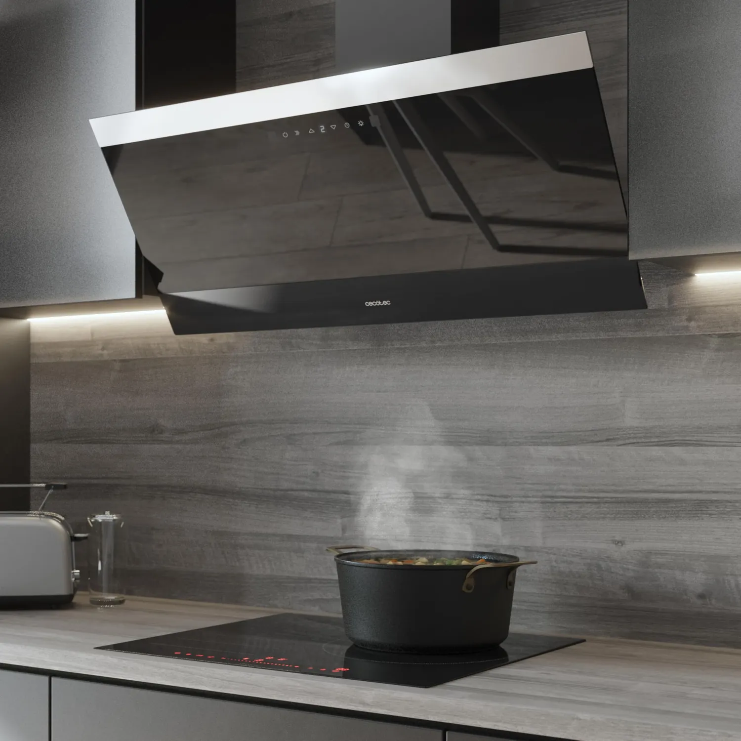 Cecotec Bolero Flux DT 906500 Glass Black A hotte 90cm noire
