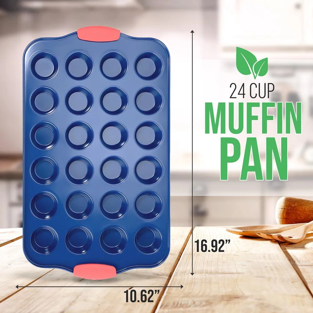 Nutrichef moule muffin 24 alvéoles bleu silicone