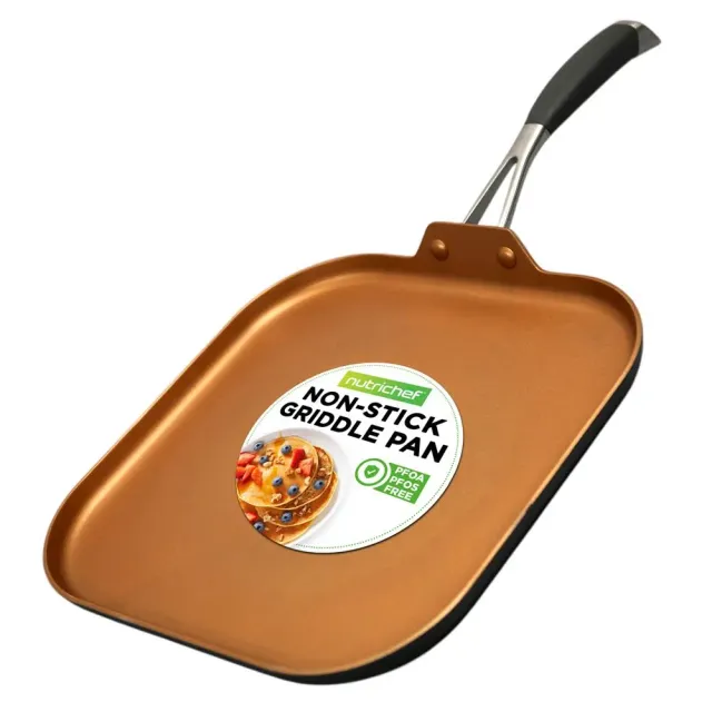 Nutrichef Plancha Grill Cuivre Antiadhésive Poignée