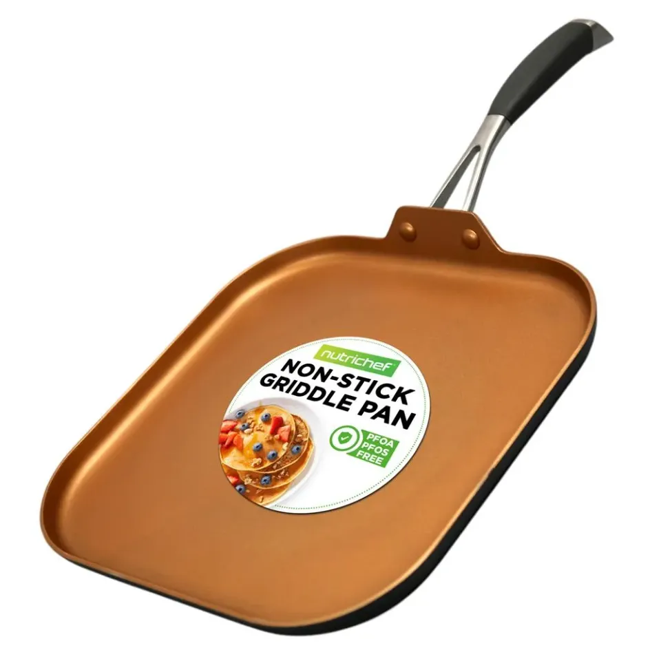 Nutrichef Plancha Grill Cuivre Antiadhésive Poignée