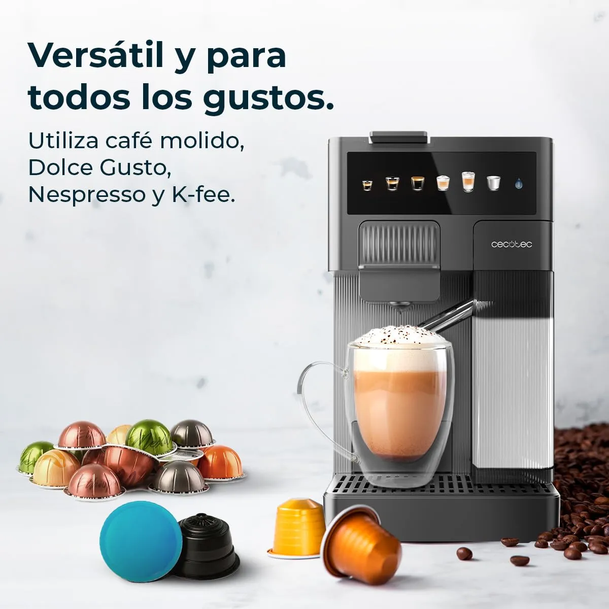 Cecotec FreeStyle Latte machine à café capsules noire 1,6 L