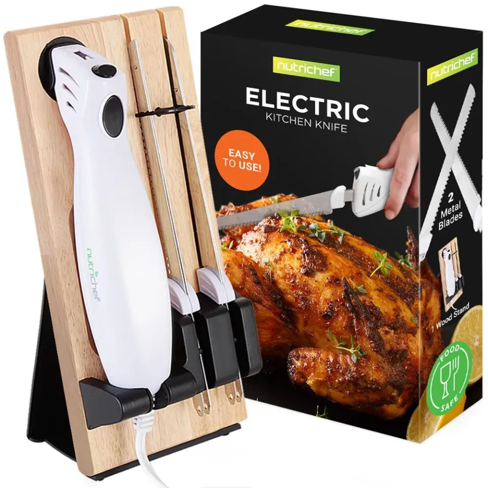 Nutrichef couteau électrique bois 100W 2 lames