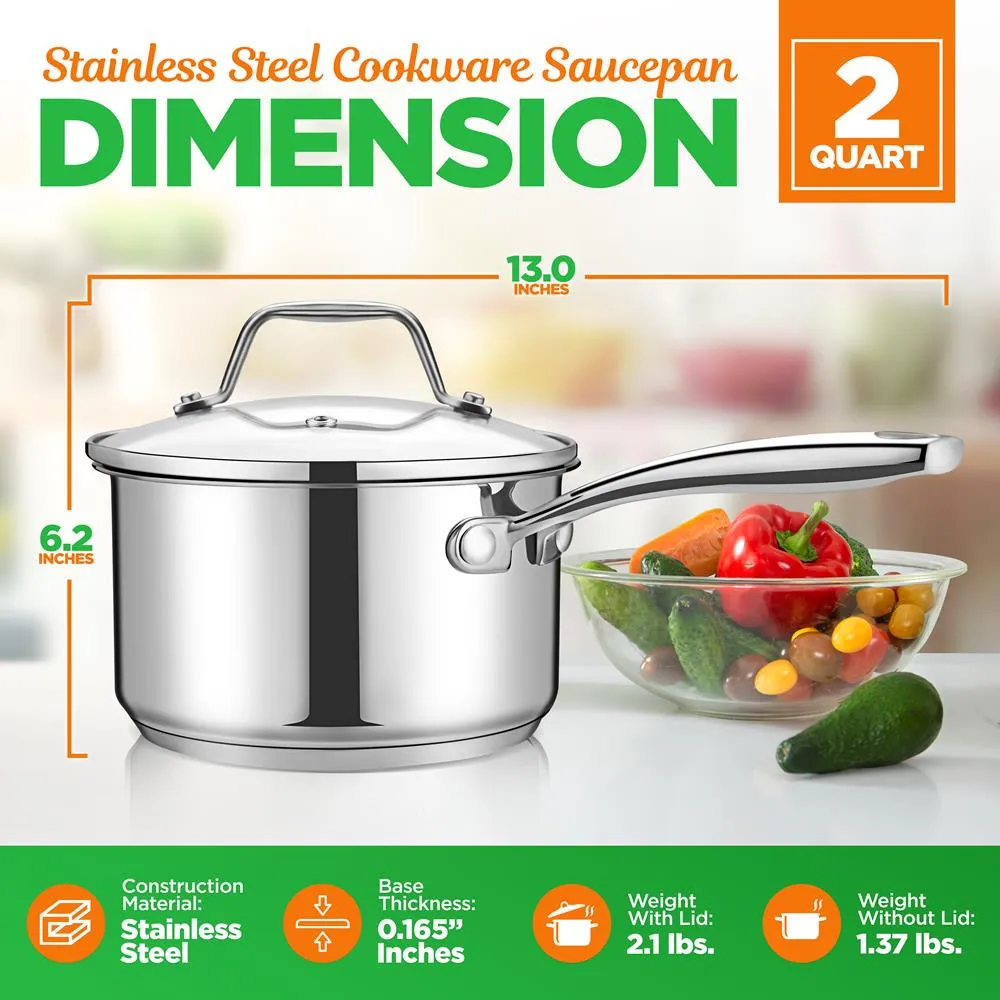 Nutrichef NCSP2 casserole inox 1,9 L avec couvercle