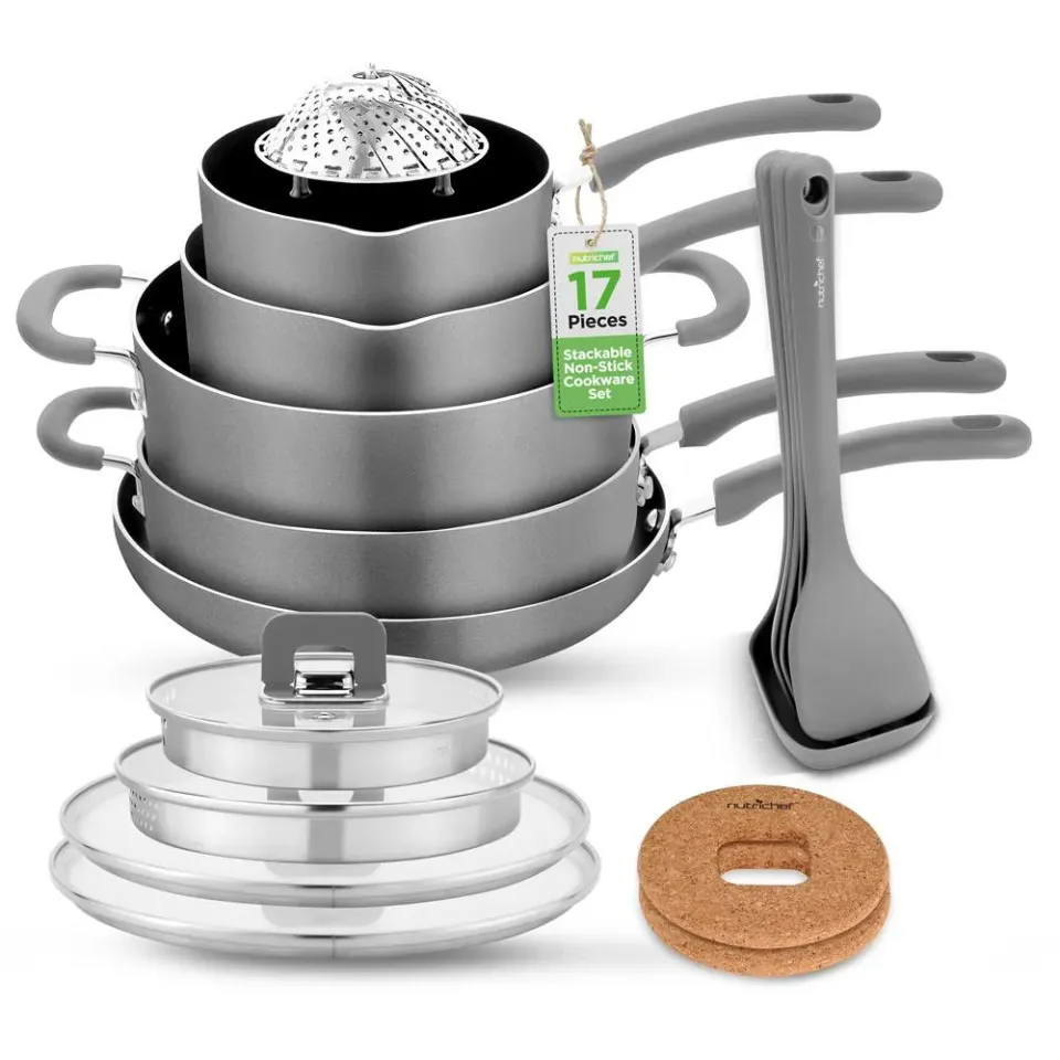 Nutrichef batterie cuisine 17 pièces induction noir