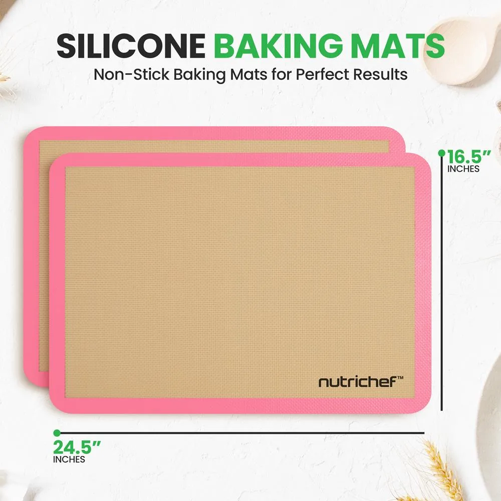 Nutrichef tapis cuisson silicone rose lot 2 grand