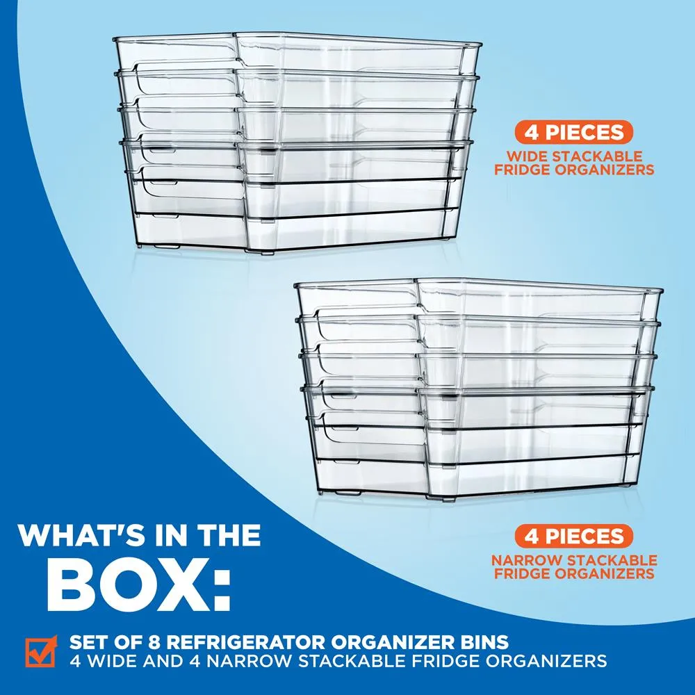 Nutrichef Organisateur Frigo Transparent 8 Pièces Sans BPA