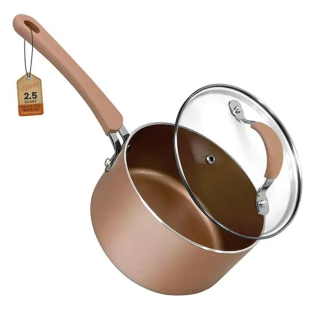Nutrichef casserole 2,5 Qt antiadhésive couvercle verre