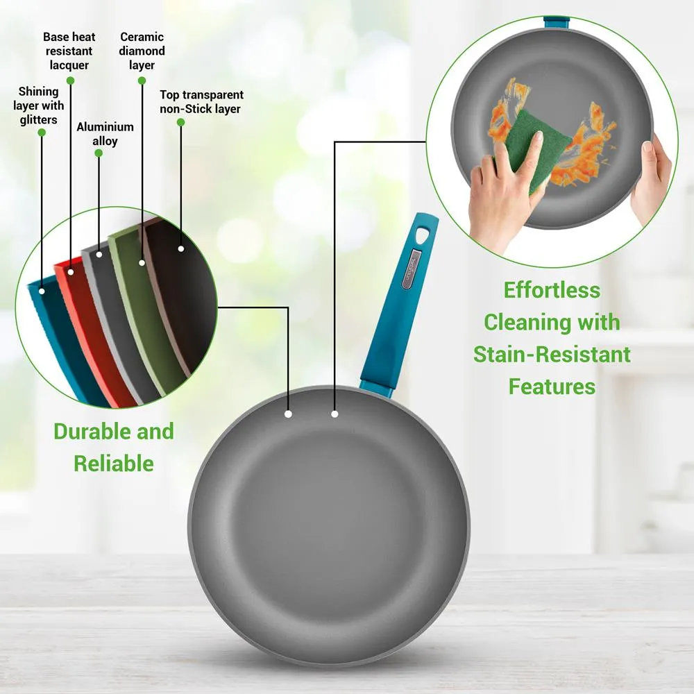 Nutrichef 12-Piece Nonstick batterie cuisine verte 12 pcs