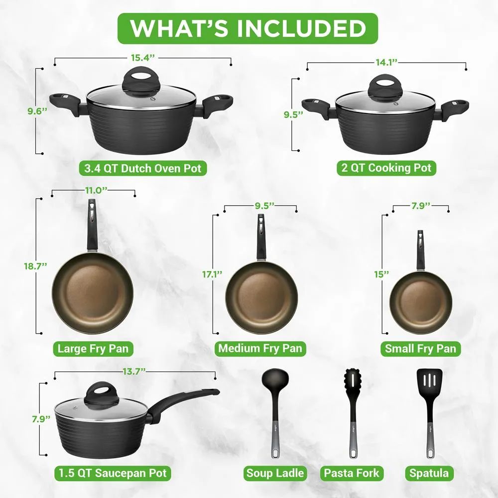 Nutrichef batterie cuisine 12 pièces ridge-line induction