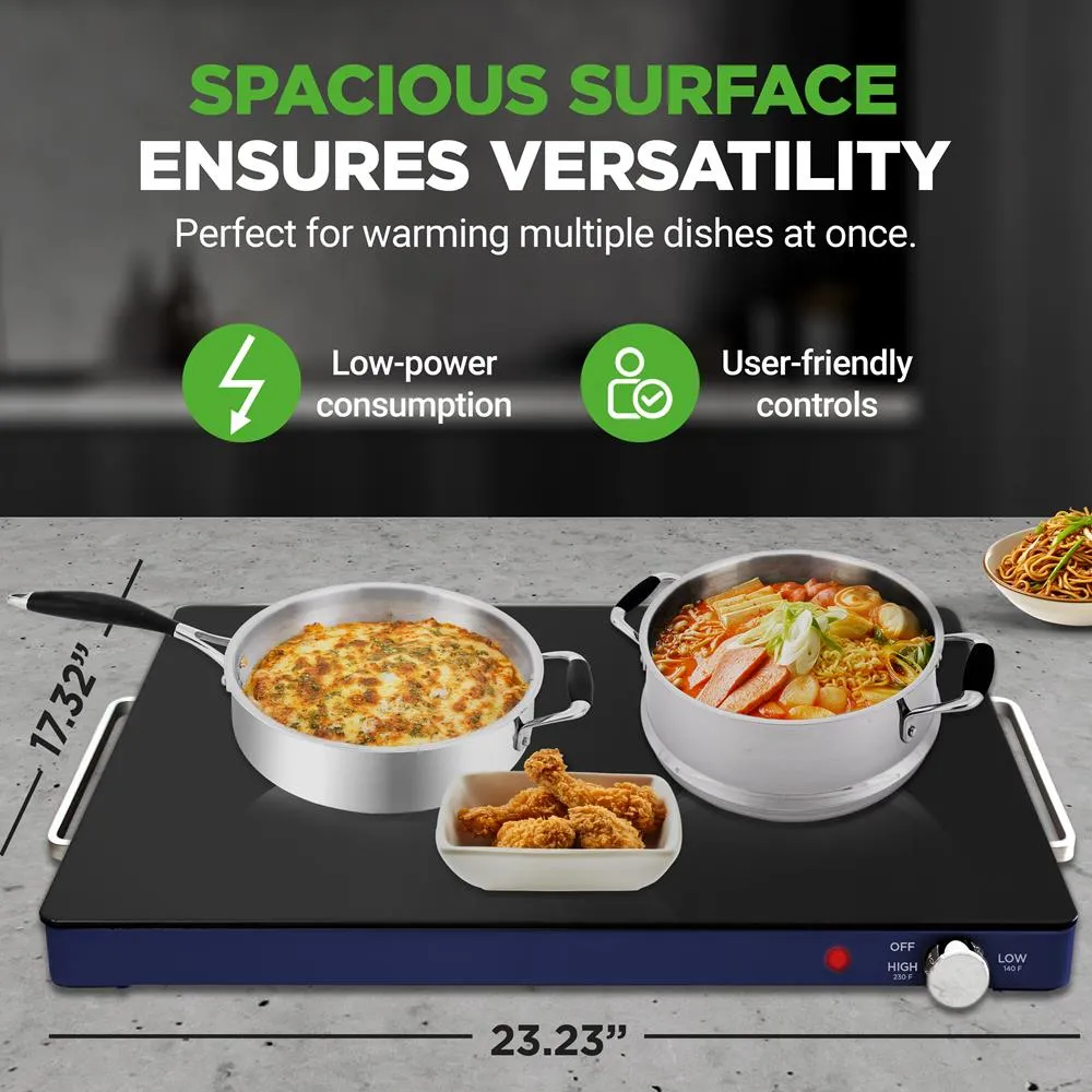 Nutrichef Plateau chauffant électrique verre bleu buffet
