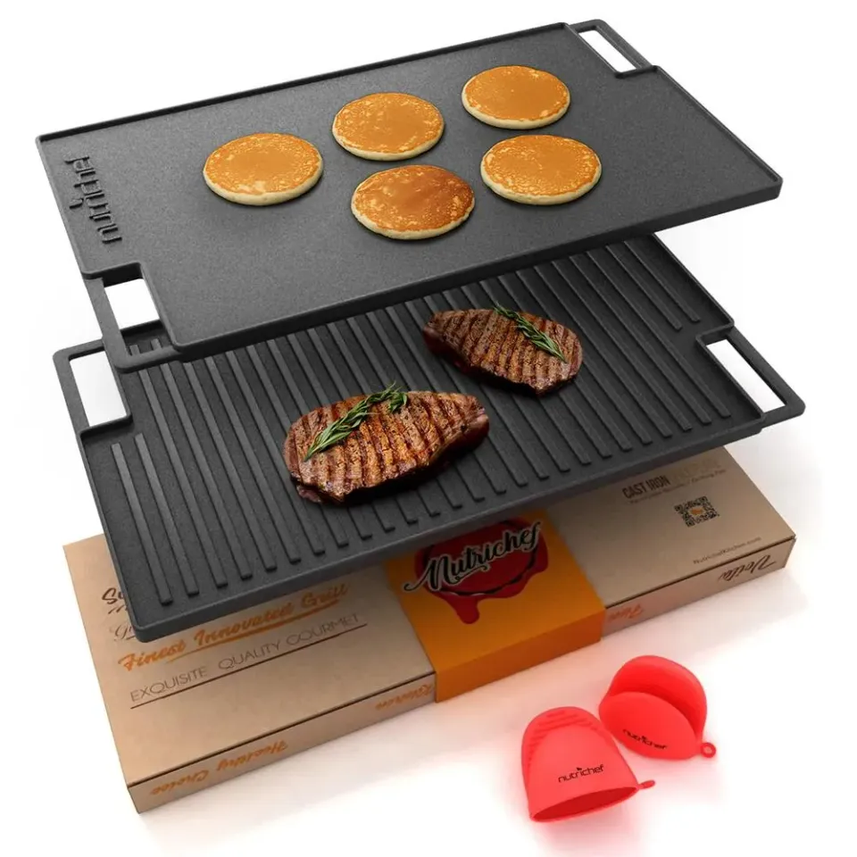 Nutrichef Grill Fonte Réversible Plancha 45 cm Double Face