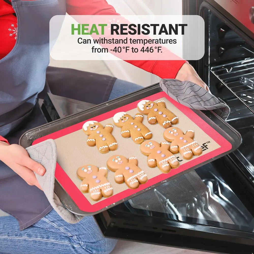 Nutrichef tapis de cuisson silicone lot de 2 demi-plaque