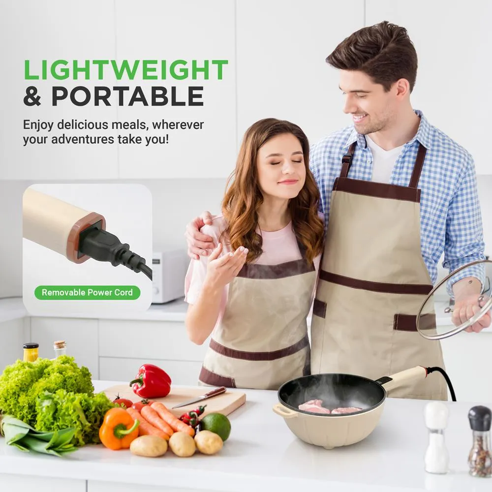 Nutrichef poêle électrique multifonction 4 L + cuit-vapeur