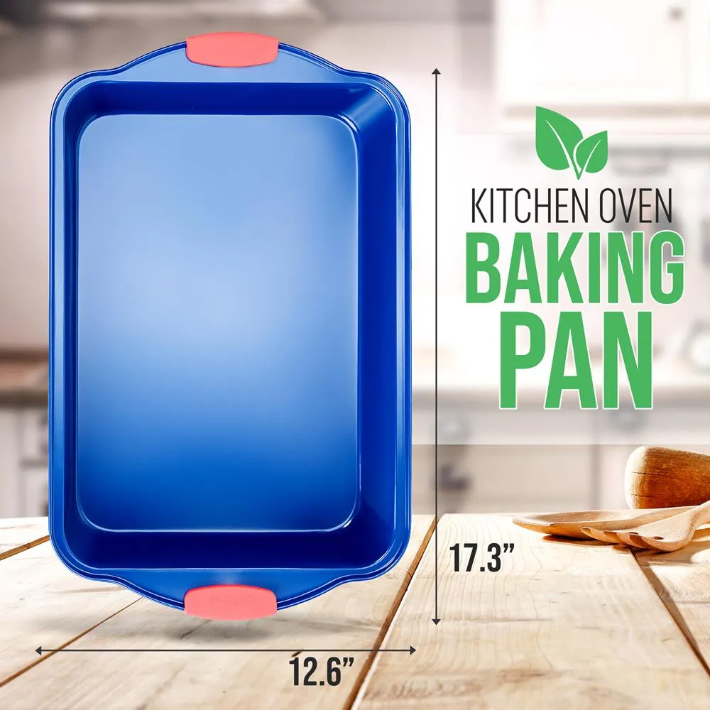 Nutrichef plaque cuisson antiadhésive bleue poignées silicone