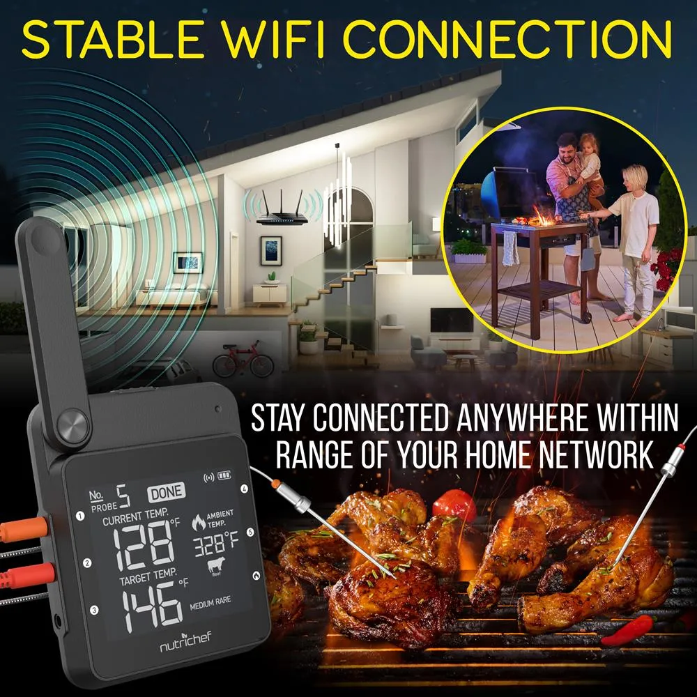 Nutrichef thermomètre barbecue WiFi 2 sondes inox