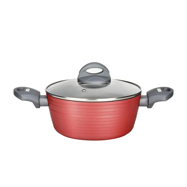 Nutrichef NCCW12RED faitout 2 QT rouge couvercle verre