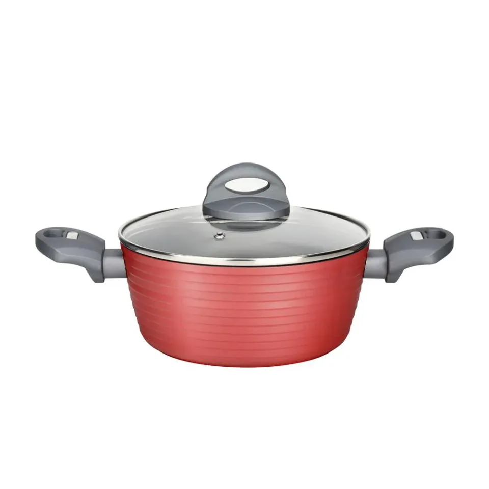Nutrichef NCCW12RED faitout 2 QT rouge couvercle verre