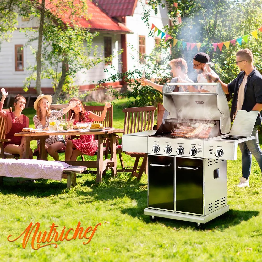 Nutrichef barbecue gaz 5 brûleurs inox 52000 BTU