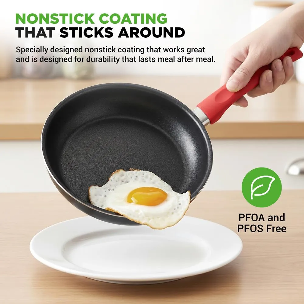Nutrichef Batterie Cuisine Antiadhésive 21 Pièces Rouge