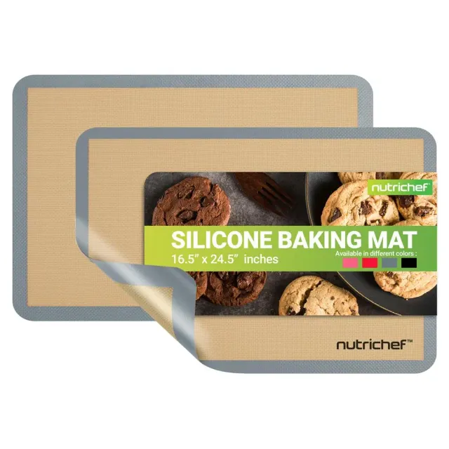 Nutrichef tapis cuisson silicone gris lot de 2 grand format