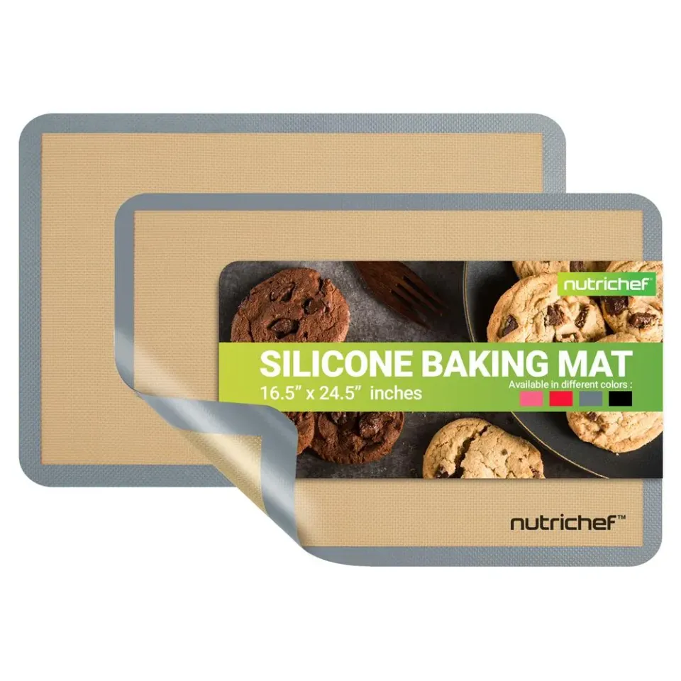 Nutrichef tapis cuisson silicone gris lot de 2 grand format
