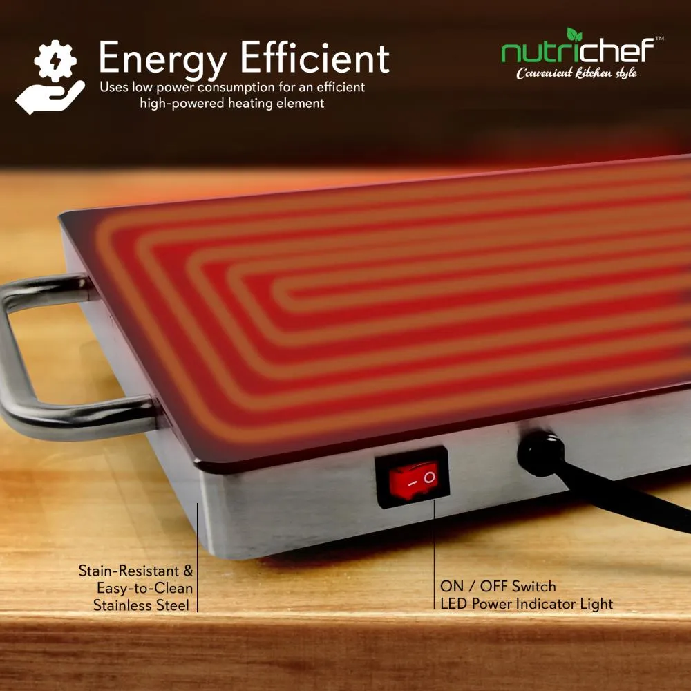 Nutrichef plateau chauffant électrique verre 36x21 cm