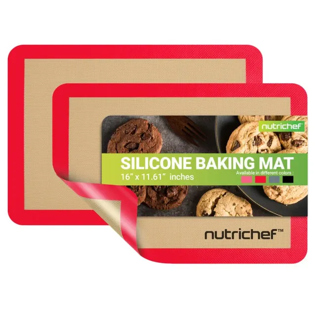 Nutrichef tapis de cuisson silicone lot de 2 demi-plaque