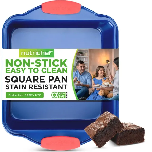 Nutrichef plat carré antiadhésif bleu 27 cm silicone