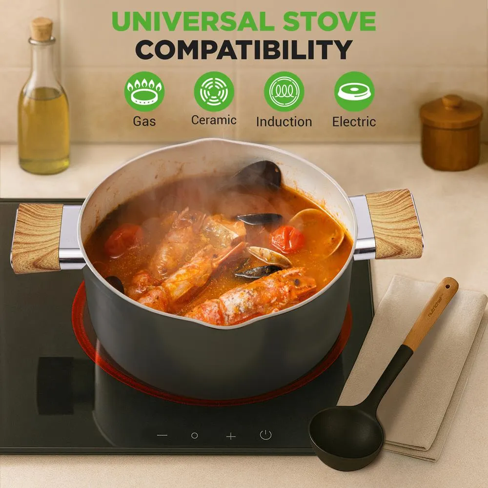 Nutrichef Batterie Cuisine Marbré Induction avec Ustensiles