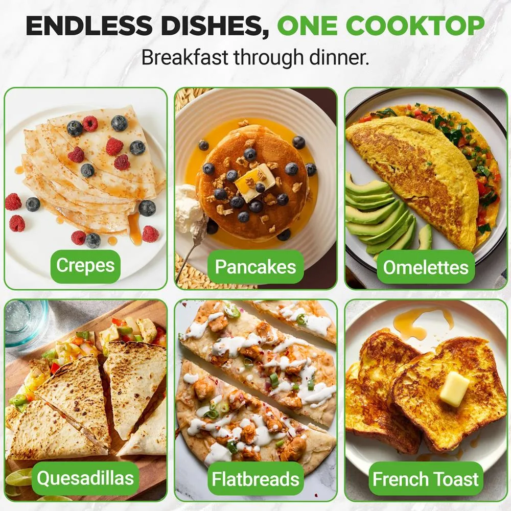 Nutrichef Crêpière Électrique 30 cm Plaque Alu 1000 W Réversible