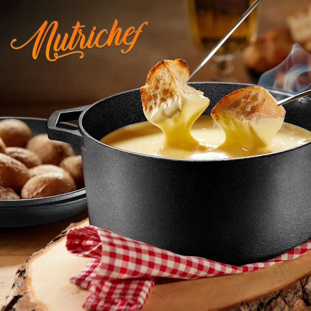 Nutrichef NCCI2PT8 cocotte fonte 3,5 L 2-en-1 pré-culottée