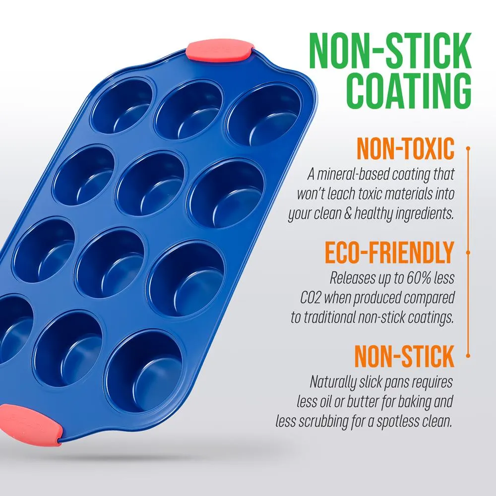 Nutrichef moule 12 muffins bleu antiadhésif silicone