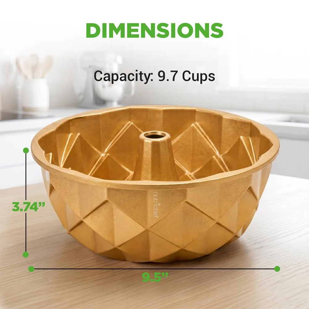 Nutrichef moule bundt aluminium doré 9 pouces antiadhésif