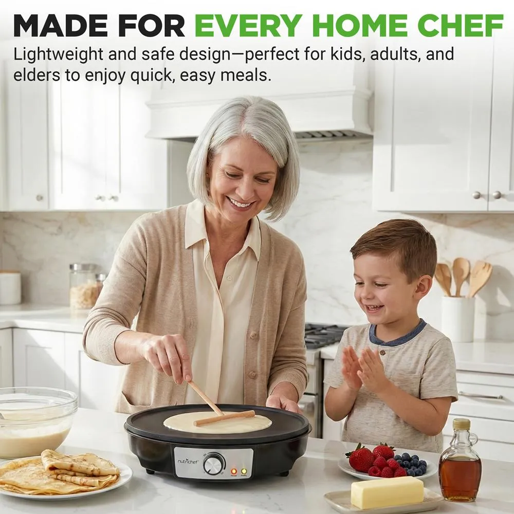 Nutrichef Crêpière Électrique 30 cm Antiadhésive 1200 W